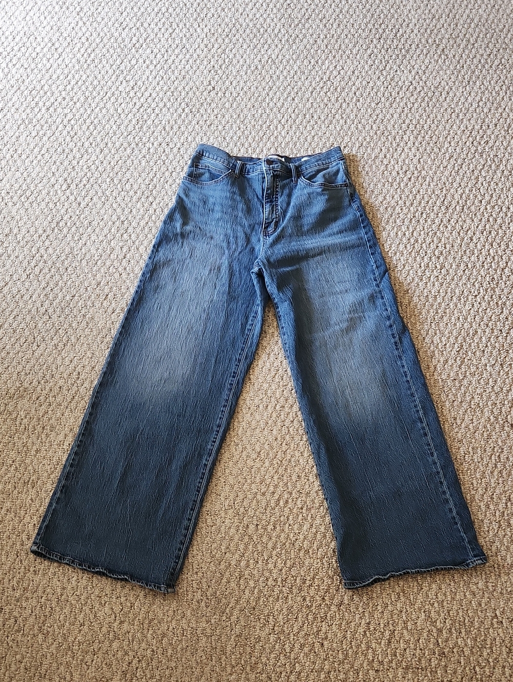 Jessica Simpson Womens Freesia High Rise Wide Leg Dark Wash Blue Jeans